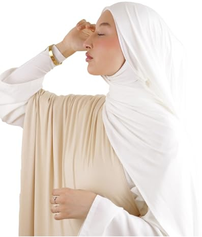 Hijab jersey en Fibres de bambou naturelles taille Maxi 190x70 hijab Respirant & hypoallergénique pour femme musulmane voilée HJ300 (Ivoire)