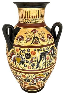 Corinthian Art Pottery Vase, Amphora with 3 handles 31cm
