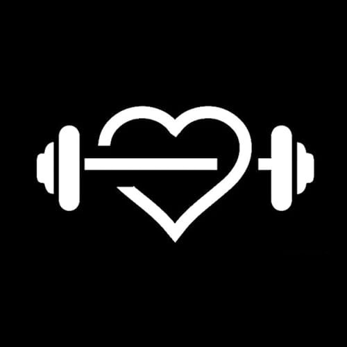 JIFENLI Autoaufkleber 16,3 * 8 cm einzigartige Gym Herzform Fitness Hantel Sport Dekor Auto Aufkleber Hochwertige Silhouette Vinyl