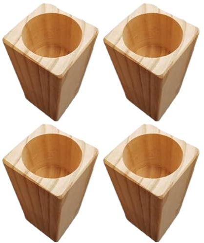 Peosaard Bed Risers 4 Inch, 4Pcs Wood Bed Risers, 4 Inch Stable Table Leg Extenders with Dia. 2 Round Recessed Hole, Multifunctional Furniture Riser for Beds, Tables, Chairs, Wood Risers