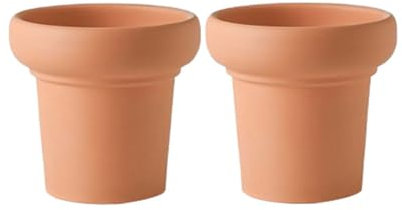 Lot de 2 grands pots de fleurs en terre cuite avec trous de drainage pour intérieur et plantes grasses - Pot de fleurs respirant en argile rouge