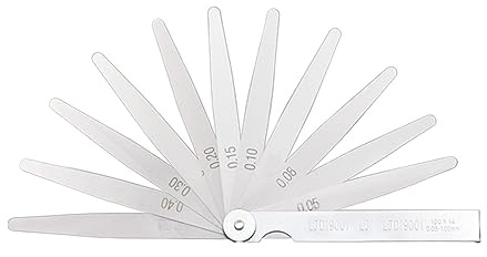 Spessimetro a Lamelle, Spessimetro metrico Calibro di spessore Set Blade Gap Filler Punteria Spessore valvola Strumento di layout Calibri Misurazione 0,05-0,63 mm 15 lame Per misurare larghezza/spesso