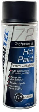 GLOBALTEC PROFESSIONAL Peinture anticalorique noire 400 ml – Résistant jusqu'à 600 °C | Spray protecteur pour tuyaux d'échappement, moteurs et surfaces métalliques | Séchage rapide et haute adhérence
