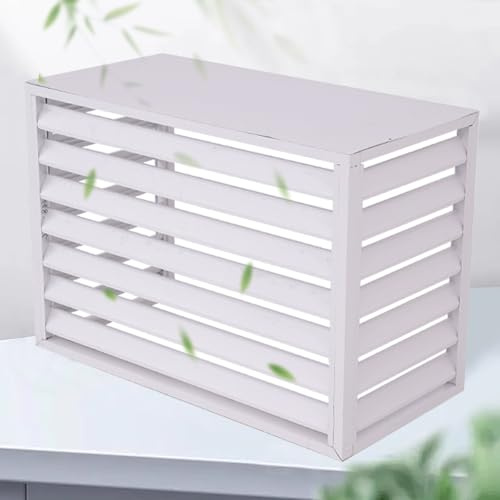 Cubierta Aire Acondicionado Exterior, Cubierta para Bomba de Calor, Soporte de Pantalla Decorativa de Privacidad para Plantas Exteriores(White,100x50x70cm/39x20x28in)