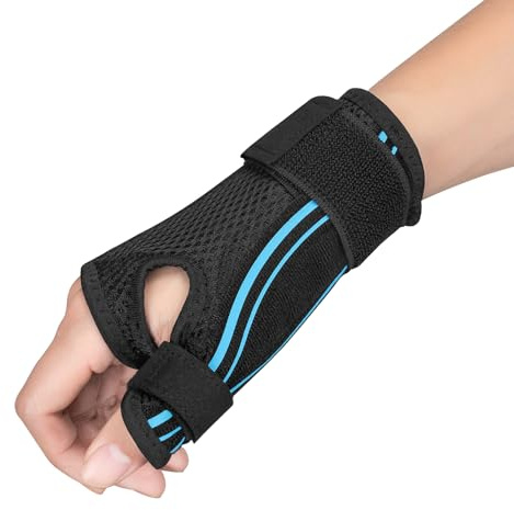 TECHMUR Thumb Support, Ergonomic Wrist and Thumb Splint - Left/Right Hand Wrist Support Brace for Arthritis, Tendonitis, Sprain and Carpal Tunnel Pain Relief (Blue)