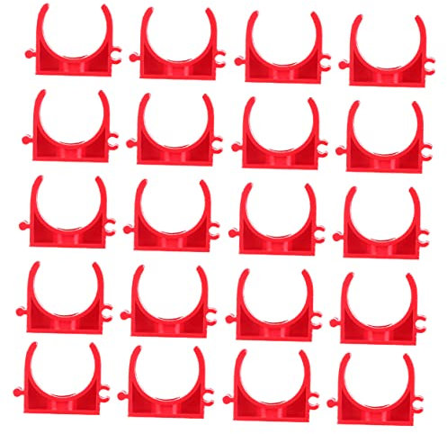 Lurrose PVC Water Clamps Clips U-Shaped Pipe Holder Clamps for Water Tubing Hose 20mm Red 100pcs for Plumbing and Garden Pipe Fixing Support