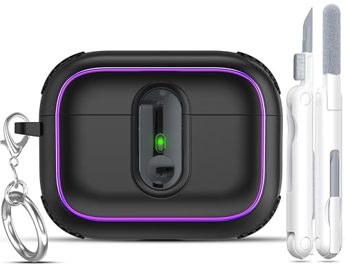 MHYALUDO per Custodia AirPods Pro 2 con Protezione Da Caduta E Magnetica, Copertura Antishock per AirPods Pro 2a Generazione con Finitura Metallica Elettrolitica, Nero