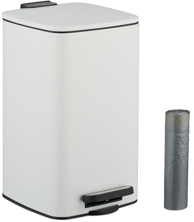 Relaxdays Kosmetikeimer, 8 Liter, Absenkautomatik, entnehmbarer Inneneimer, Metall, Bad Mülleimer mit Deckel, Farbwahl