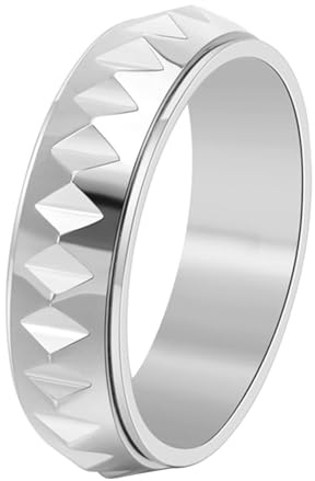 Calefee Drehringe Männer Anti Stress, Edelstahl Ringe Herren Verlobungsring Personalisiert Bandring Breit 8 mm Drehbar, Größe 57