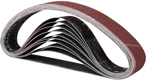 STEBRUAM 10 piezas Bandas de Lija 40 x 760 mm, 60/80/100/120/240 Mix grano Para Lijadora de Banda