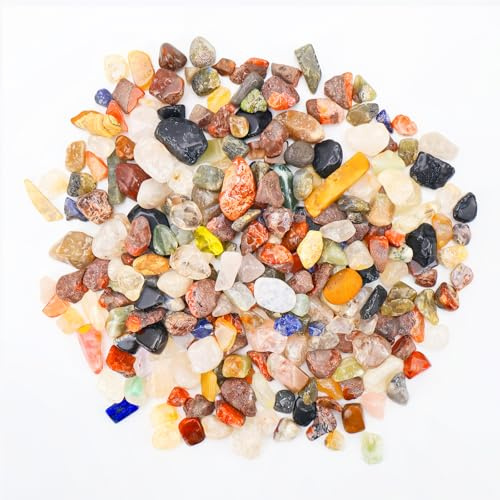 Rierousy 500g Edelsteine Mix Mischung, 9-12mm Edelstein, Edelsteine für Kinder, Bunte Steine für Aquarium Blumentopf Schatzsuche Deko Steine