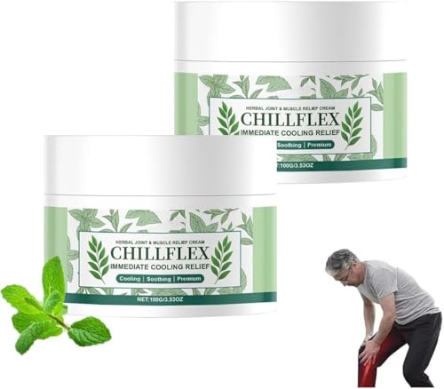 PHFTRCEW Lot de 2 crèmes rafraîchissantes instantanées Chillflex, Gel rafraîchissant apaisant, crème antidouleur articulaire, pour Les Muscles, la tête, Les lombaires, Le Cou, Les Mains et Les Pieds
