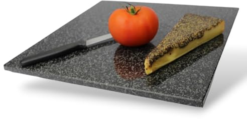 Granit Schneidebrett 30×30 cm Servierplatte Küchenbrett Made in Germany Schneideplatte aus Granit PREMIUM Steinplatte Naturstein Black Impala (30x30x1)