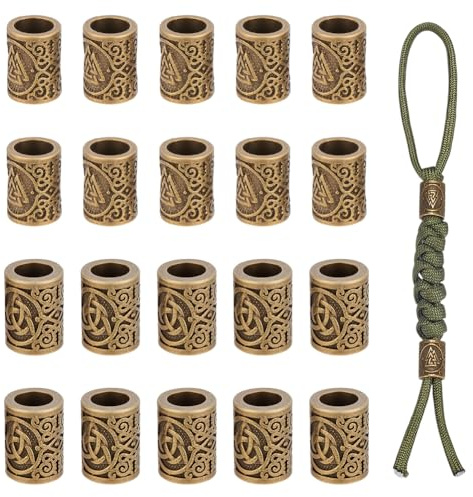 UNICRAFTALE 20 Stück 2 Stile Säulenförmige Paracord Perlen Antiquiert Bronze Großlochige Europäische Perlen Legierungsverbinder Charm Strukturperlen Für Haarflechtarmbänder 7 5mm Loch
