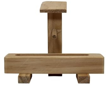 ZICOM Krippenzubehör Miniaturzubehör Miniatur Brunnen mit Wassertrog Höhe 9cm Holz Natur Unikat, Modellbau Puppenhaus