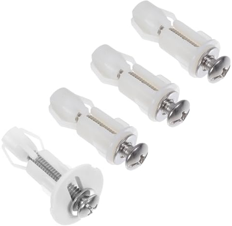 SOPOTUTU 4 pezzi Kit per Fissaggio Sedile WC in Acciaio Inox con Bulloni in Plastica Resistente Accessori per Copriwater e Asse WC Facile Montaggio