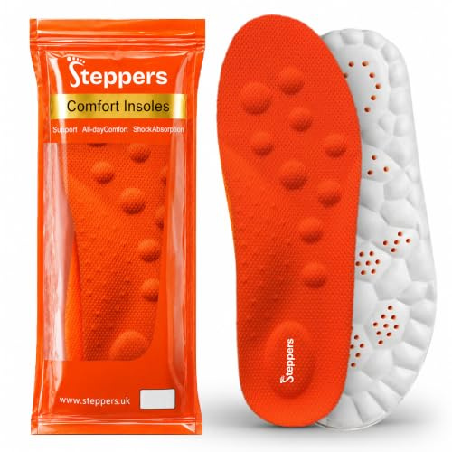 Original Steppers Insoles, 2026 4D Steppers Comfort Boosting Massage Insole, Memory Foam Thermal Insoles, Comfy Insole with Arch Support for Men and Women (Orange, Small (EU 39-40))