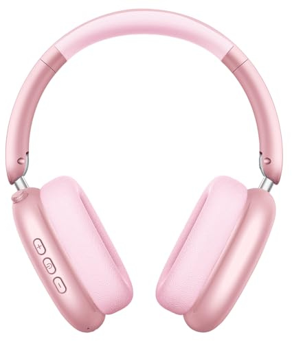 Wentronic Y01 Wireless Noise Canceling Headphones Bluetooth 5.3 Over Ear Headphones with Microphone, Hi-Res Audio, 48H Playtime, Foldable Comfortable Earpads,Compatible with iOS,Android,PC, Pink