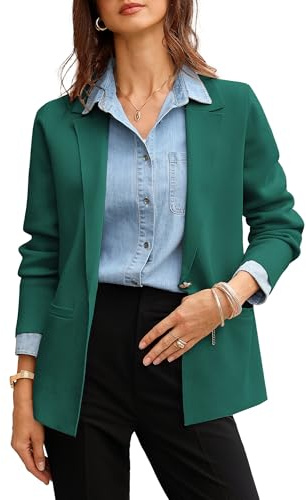 GRACE KARIN Cárdigan Mujer Elegante Chaqueta Casual Blazer Manga Larga Abrigo de Punto con Botones y Bolsillos, verde oscuro, L