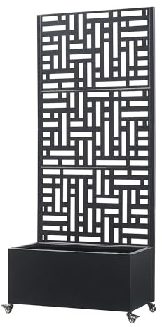 Helloshop26 Jardinière bac à Plante Fleur Brise-Vue Acier galvanisé 190 x 82 x 38 cm Noir 03_0009499