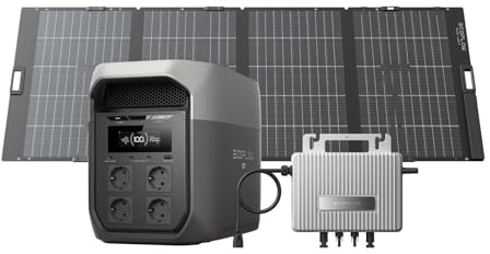 EcoFlow DELTA 3 Max tragbare Powerstation mit 400W bifazialem Solarpanel | 2 048 Wh, 0% VAT, 2 400 W X-Boost Ausgang, 500 W Solareingang, mit STREAM Mikrowechselrichter 800W, für Wohnmobil, Outdoor