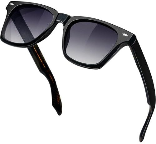 KANASTAL Solglasögon Herr Polariserade Sol Glasögon Dam Fyrkantiga Vintage Klassiska Polarized Sunglasses Ram i TR90 Med UV400 Skydd - Leopardarmar Halvgenomskinliga Svarta Linser