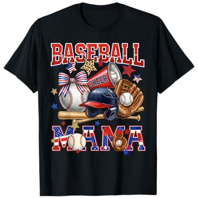 Baseball Mama Cheer Sports Mom Game Day Baseball Bat Helmet T-Shirt