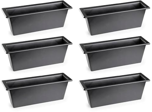 AC - Pack de 6 Jardineras de Plástico para Cementerio, Maceta Rectangular Resistente para Flores Naturales o Artificiales, Fabricado en España (Negro - 30 cm)