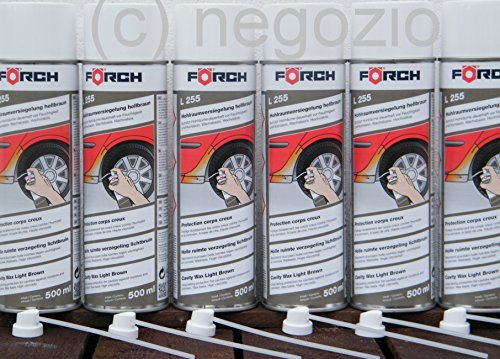 Förch - Sigillante professionale per cavità, confezione risparmio! 6x 500 ml, cera Spray L255, marrone chiaro, + 6x sonde per cavità da 15 cm