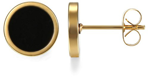 JewelryWe Schmuck Elegante schlicht klassische runde Ohrstecker Ohrringe Edelstahl 10mm für Damen und Herren, 4 verschidenen Farben