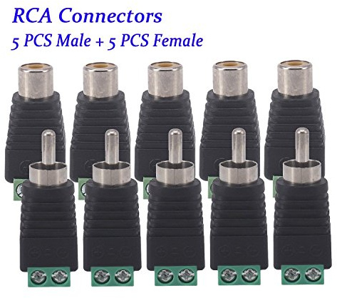 Bestga 10 PCS RCA Connector, Phono RCA Male and Female Plug to AV Screw Terminal Audio Video Connector Adapter for CCTV Security Camera System