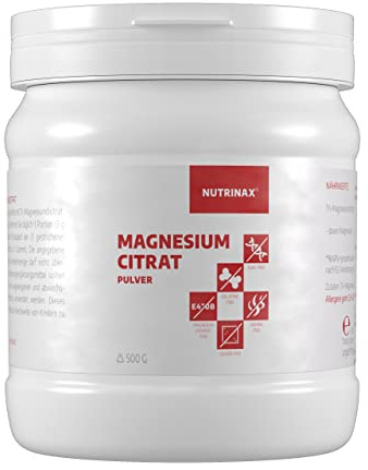Magnesium Citrat Pulver 500g | vegan, ohne Füll- und Zusatzstoffe | Magnesiumcitrat | Trimagnesiumdicitrat | Für 6 Monate