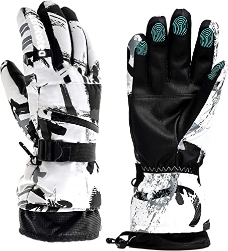 Ltrototea, Guanti da sci fino a -34 °C, guanti da neve touchscreen, invernali, caldi al tatto, impermeabili, Unisex - Adulto Uomo, Infradito colorati estivi, con finte perline, Large