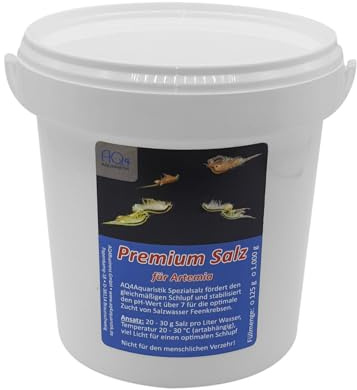 Premium Artemia Salz 1000 g für Artemiazucht, Salinenkrebse Aufzucht | Schnell lösliches Mineralsalz für Salinenkrebse und Salzwasser-Feenkrebse; Für zuverlässige Schlupfergebnisse und Haltung