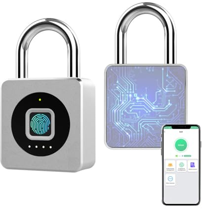 Gym Locker Padlock eLinkSmart Fingerprint Unlock via Phone iOS Watch App, Anti-Theft, Schedule, IP67 Waterproof, Smart Padlock for Gym Locker, Backpack, USB C