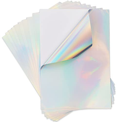 10 Blatt Premium Vinyl Aufkleberfolie Holografischer Selbstklebend für Tintenstrahldrucker Drucker Schnell Trocknen A4 210 x 297 mm Selbstklebend Aufkleber