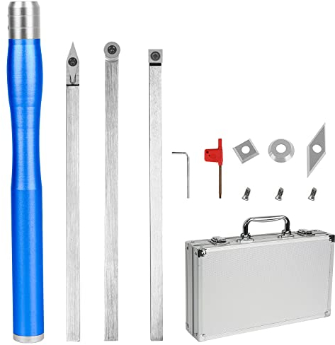 Drechseleisen Set Drechselwerkzeug Drehmeißel für Holz, Hartmetall Drehmaschinen Holzdrehwerkzeug mit Wendeschneidplatten Vierkant/Diamantform/Rund, Drehwerkzeuge Drechselzubehör (Blau-C)