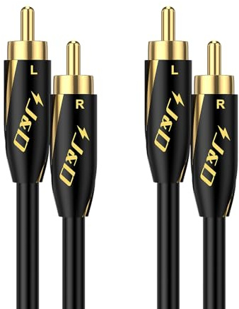 J&D Audiophiles Cable de RCA 4.5 M, 24 AWG 2RCA Macho to 2RCA Macho Cable de Audio Estéreo, Cable de Subwoofer Chapado en Oro de para Cine en Casa, HDTV, Amplificadores, Sistemas Hi-Fi, Altavoces