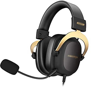 QESTO TVE Gaming headphones Gaming Headset With 7.1 Surround Sound and Detachable Mic Soft Memory Earmuffs Compatible with PC PS4 Laptop Earphones(Orange)(Gold)