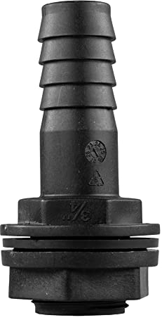 Garden Water Tank Overflow Vent, Barbed Linking Pipe Connector with Nut & Washer, Fits 3/4” BSP Thread & Hose, Rain Capture Tank IBC Water Extraction Duct