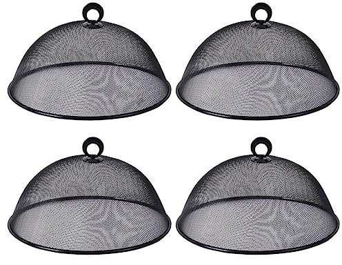 Cabilock 4 Stücke Metall Fliegenhaube Lebensmittel Abdeckhaube Speiseschirm Kuchenhaube Mesh Kuchen Abdeckung Fliegenschirm Obstfliegen Haube Fruchtfliegen Küche Fliegenschutz