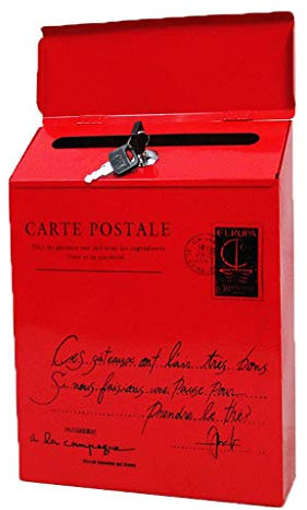 Mailbox Post Boxes Wall Mounted Waterproof Letter Box Lock Lockable Box Vintage Retro Wall Mount Mailbox Mail Postal Letter Newspaper Box Post Box Outdoor Ornaments for the Garden (Red, One Size)