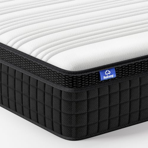 Suilong Matelas Hybrid 180x200,25cm Epaisseur,Ressorts Ensachés Mousse à Mémoire de Forme, Matela Confort, Mi-Ferme,Multicouches Extra Confort 7 Zones, Oeko-tex