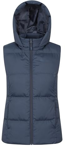 Mountain Warehouse Astral Womens Padded Gilet - Water Resistant Ladies Bodywarmer, Detachable Hood Vest, Microfibre Insulation - Best for Outdoors, Sports, Gym, Spring Summer Dark Grey Women's Size 20