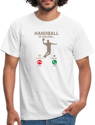 Spreadshirt Handball Call – Spielerisches Sportler-Design Männer T-Shirt, L, Weiß