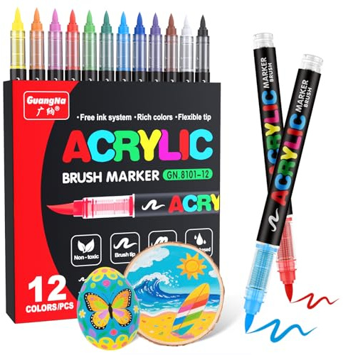 Guangna Direct Liquid - Rotulador acrílico de cabeza suave, 36 colores, especial para estudiantes, no transparente, apilable, acuarela, rotulador, bricolaje, diario, graffiti, pintura del cuerpo