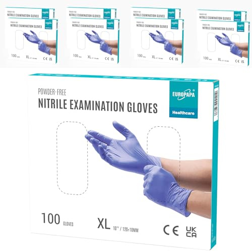 EUROPAPA® 800 Stück (8x100) Nitrilhandschuhe Box Einweghandschuhe, Einmalhandschuhe, Untersuchungshandschuhe, puderfrei, ohne Latex, unsteril, latexfrei, disposible gloves (XL, Lila)