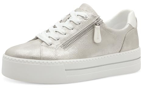 Jana Damen Plateau Sneaker mit Reißverschluss Vegan, Silber (Silver), 40 EU