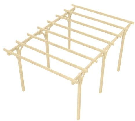 Wood&Play - Carport Überdachung - Einzelcarport aus Holz mit Dacheindeckung - Abstellplatz Holz Pavillon - KVH Holzkammer - Freistehend - 420x600x300cm - Bogen Stoß