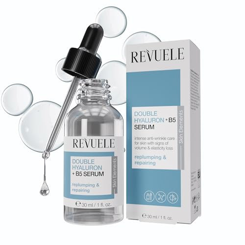 REVUELE Siero doppio ialuronico ad alto dosaggio + vitamina B5 – siero di acido ialuronico anti rughe, rigenerante e posa con acido ialuronico – 30 ml